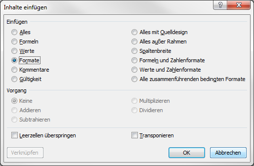 So kopieren Sie Formate inklusive bedingter Formatierungen in eine Excel-Zelle