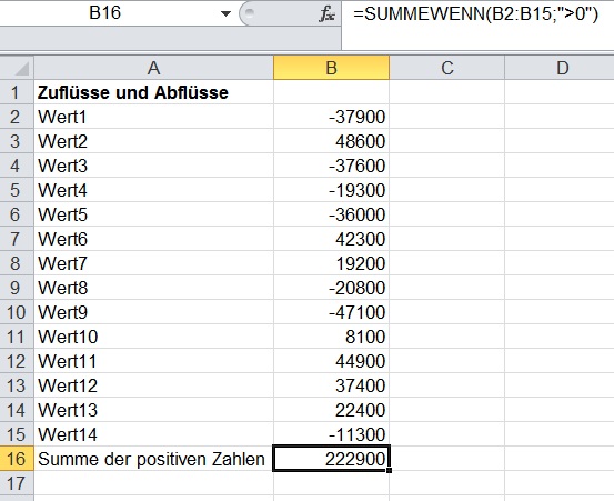 Excel addiert nur die positiven Werte der Tabelle Excel addiert nur die positiven Werte der Tabelle