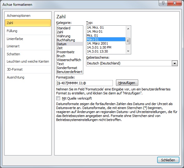 Legen Sie das Zahlenformat für die Diagrammachse in Excel fest Legen Sie das Zahlenformat für die Diagrammachse in Excel fest
