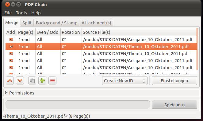 Im Bild sehen Sie das Programm PDF Chain, mit dem Sie PDF-Dateien bearbeiten, zusammenführen, splitten und mit einem Passwort schützen können. 
