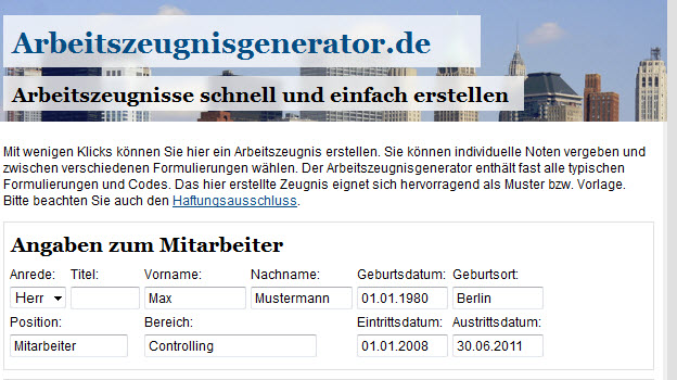 Kostenloser Generator Fur Arbeitszeugnisse Computerwissen De