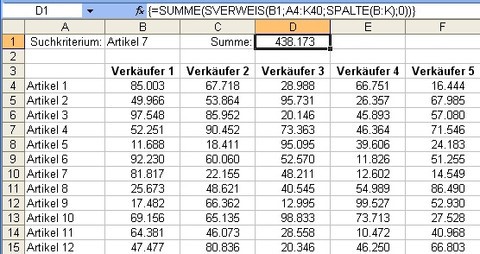 Excel: Summen unter weiteren Kriterien berechnen - computerwissen.de