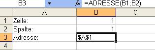 Adresse-Funktion in Excel Adresse-Funktion in Excel