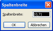 Hier erfolgt die Einstellung der Zellgröße