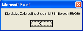 Die aktive Zelle und der Zielbereich überschneiden sich nicht