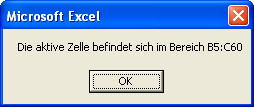 Die aktive Zelle befindet sich im Zielbereich