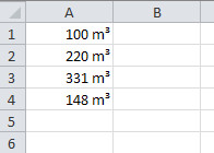 Das Zahlenformat für Kubikmeter
