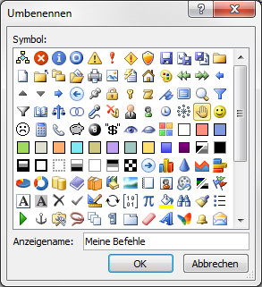 Eine eigene Befehlsgruppe nimmt Ihre neuen Kommandos auf