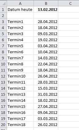 In dieser Liste sollen alle in höchsten 30 Tagen anstehenden Termine markiert werden