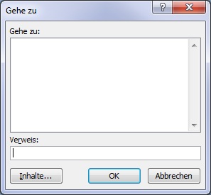 Über das Dialogfenster GEHE ZU können Sie Texte löschen