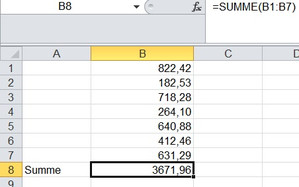Zahlen und die passende Summe in einer Excel-Tabelle