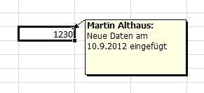 Ein Kommentar erleichtert die Erläuterung Ihrer Kalkulationen und Formeln
