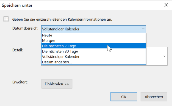 erweitertes speichern