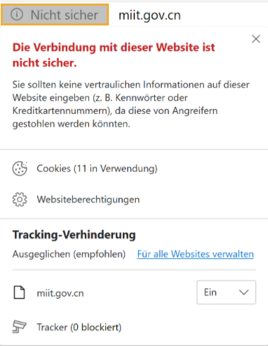 unsichere Verbindung