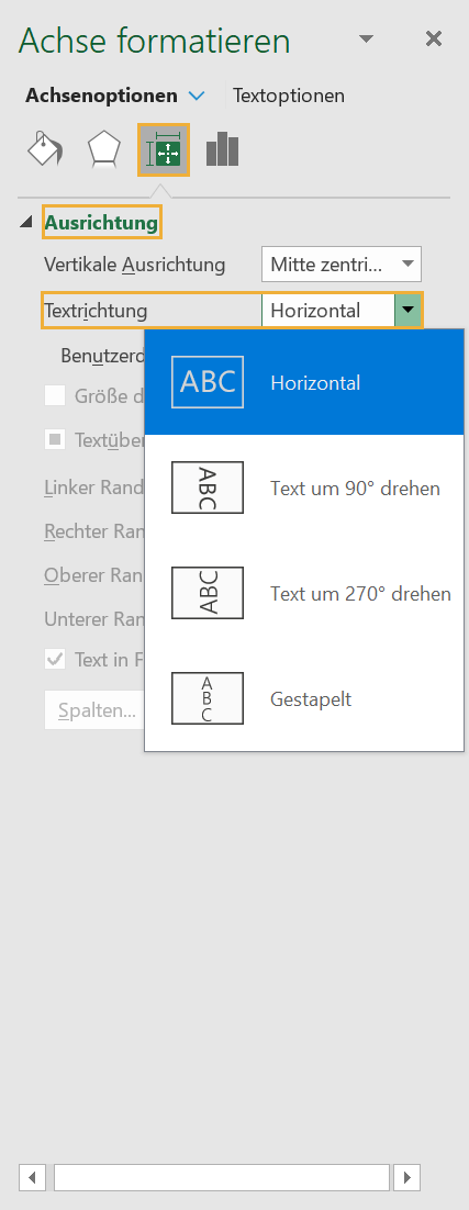 x-Achse Textrichtung